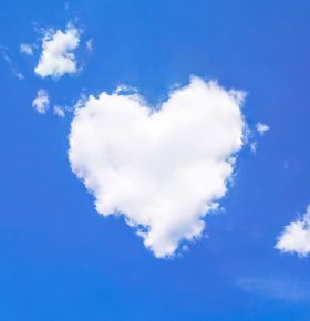 Heart made from clouds in sky